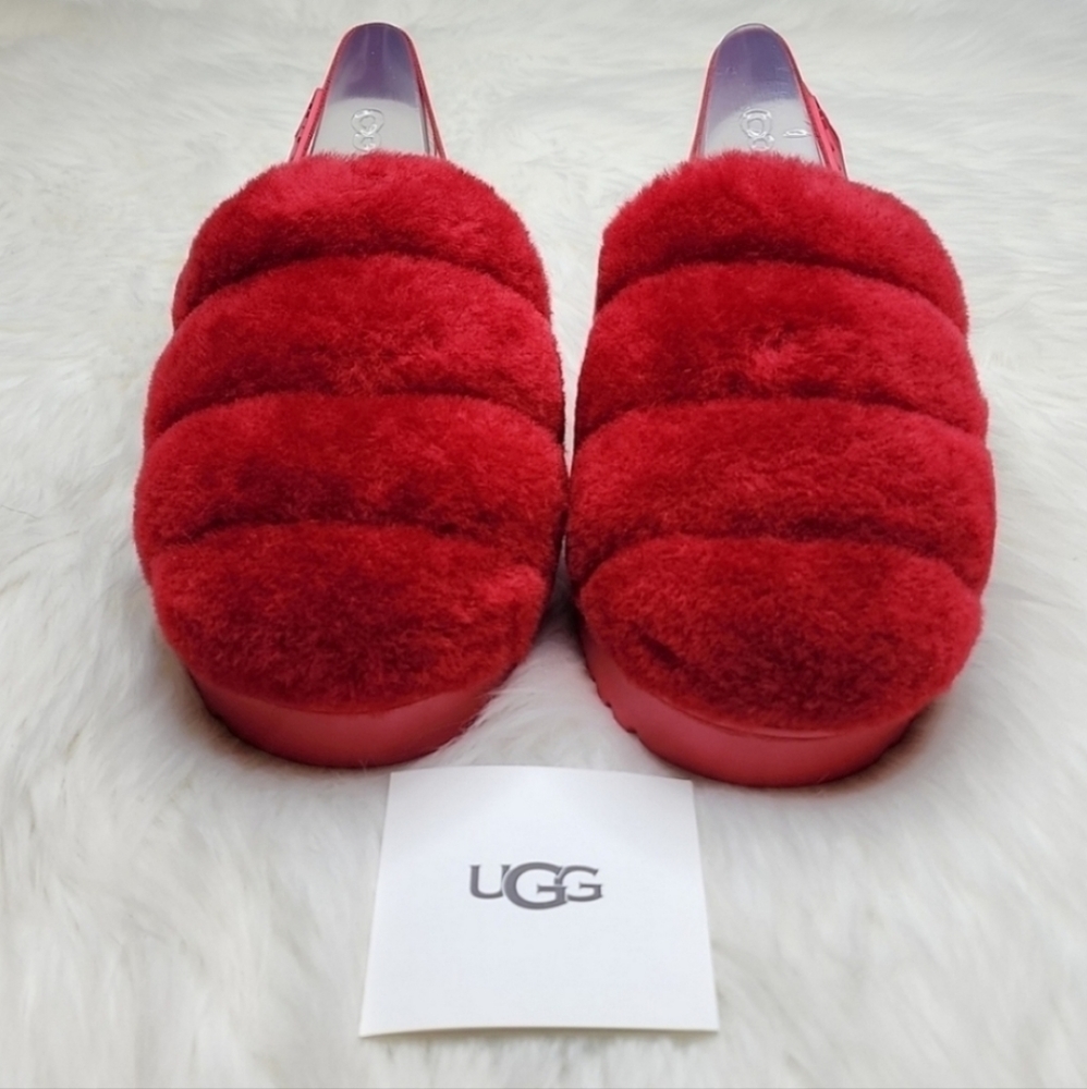 UGG Super Fluff Slipper Ribbon Red - Picture 8 of 16